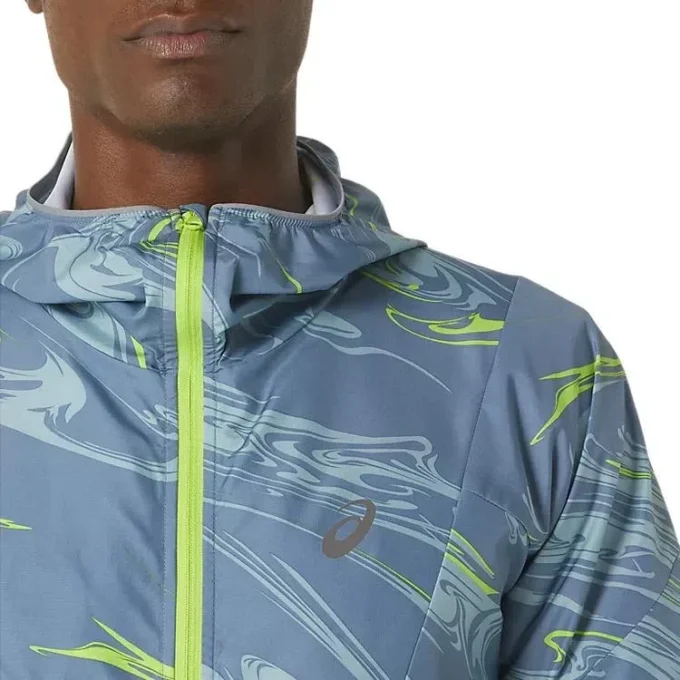 Giacca in tessuto idrorepellente con grafica “Blue Green”