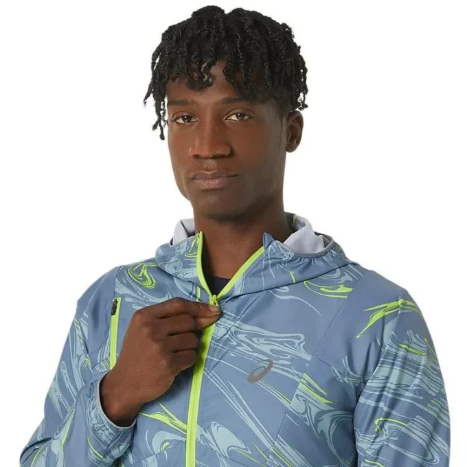 Giacca in tessuto idrorepellente con grafica “Blue Green”