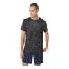 Top a maniche corte con stampa a motivo Suminagashi “Graphite Grey”