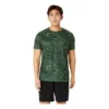 Top a maniche corte con stampa a motivo Suminagashi “Serpentine Green”